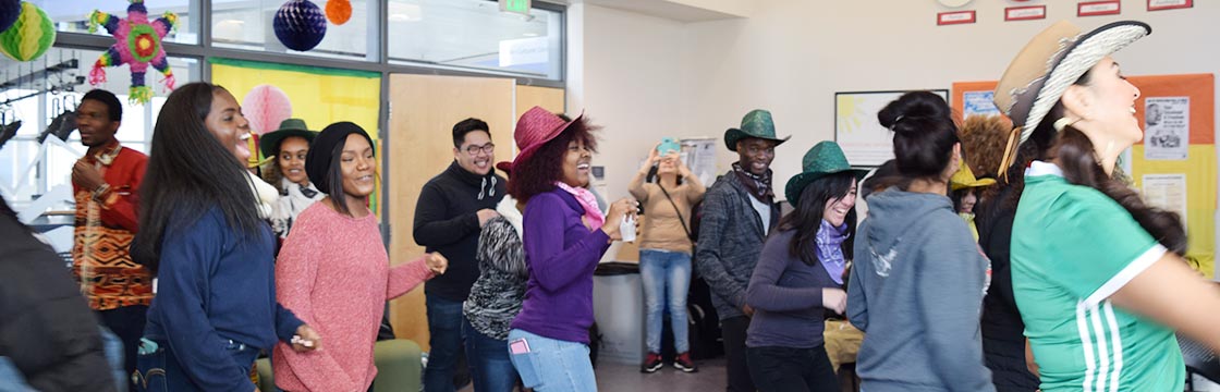 Students learning to dance at the Inter-Cultural Center located in the Highline College Student Union